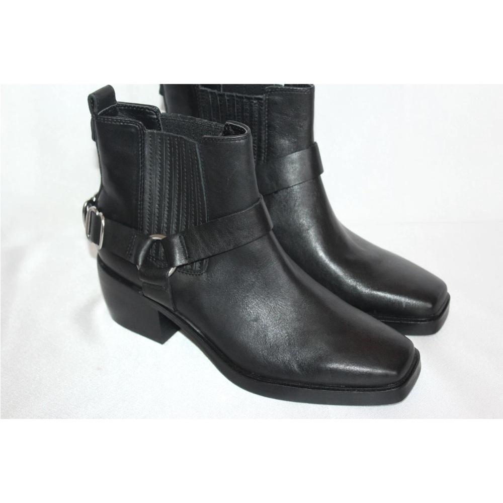 New! Sam Edelman Black Leather Bellamie Harness Moto Biker Boots